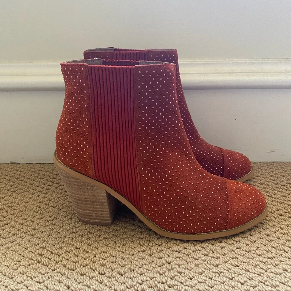 Orange Anthropologie Heeled Ankle Boots - Picture 4 of 5